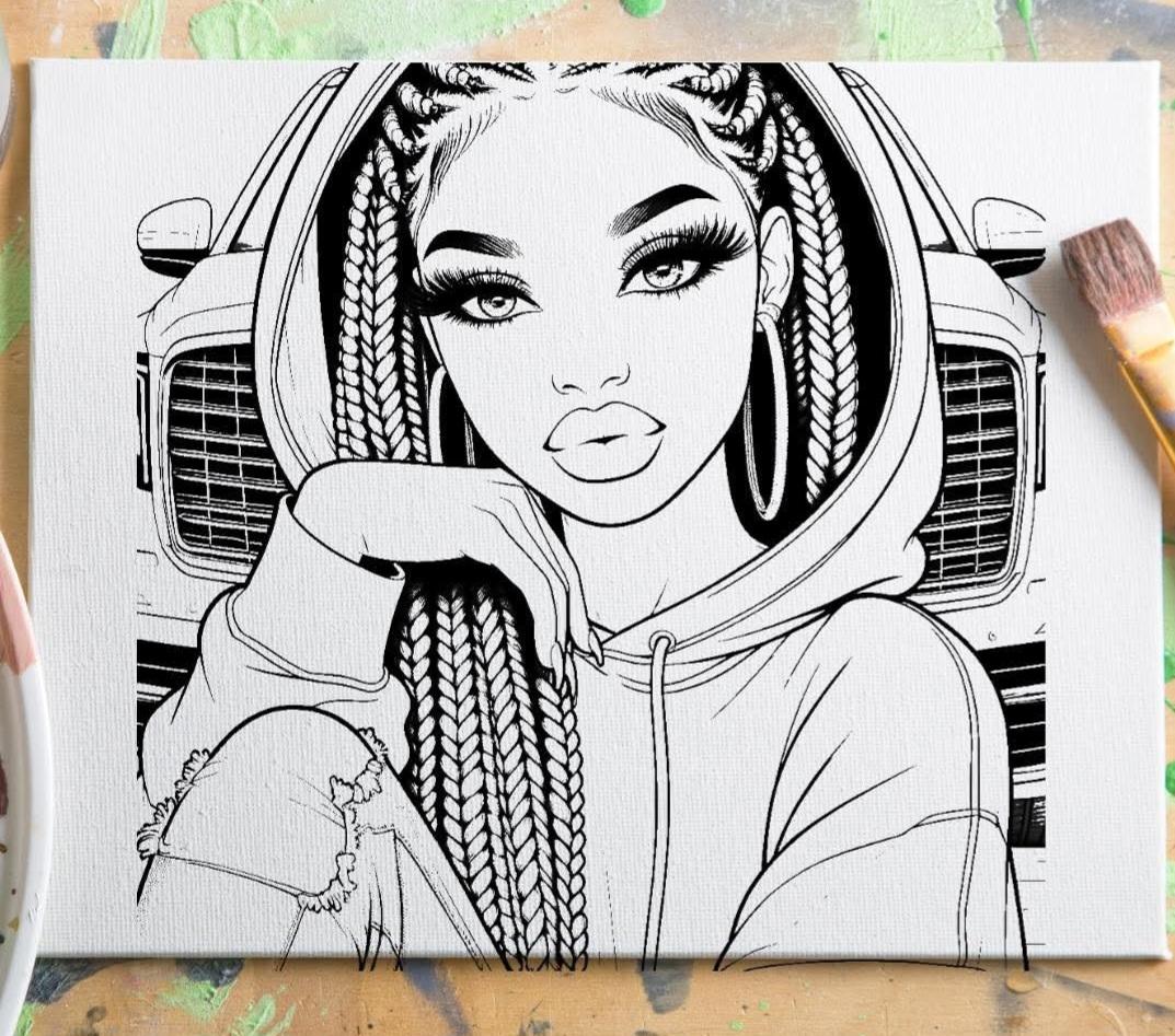 Girl w/ car Canvas