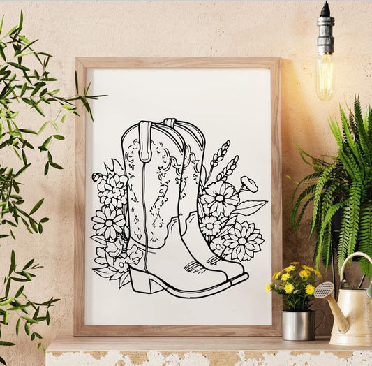 Boots and flowers Canvas
