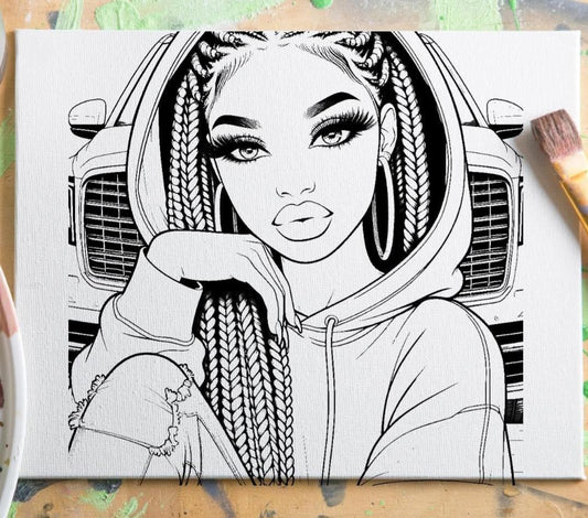 Girl w/ car Canvas